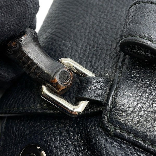グッチ バックパック バンブー フリンジ レザー 370833 GUCCI リュックサック 黒