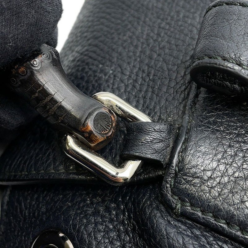 グッチ バックパック バンブー フリンジ レザー 370833 GUCCI リュックサック 黒