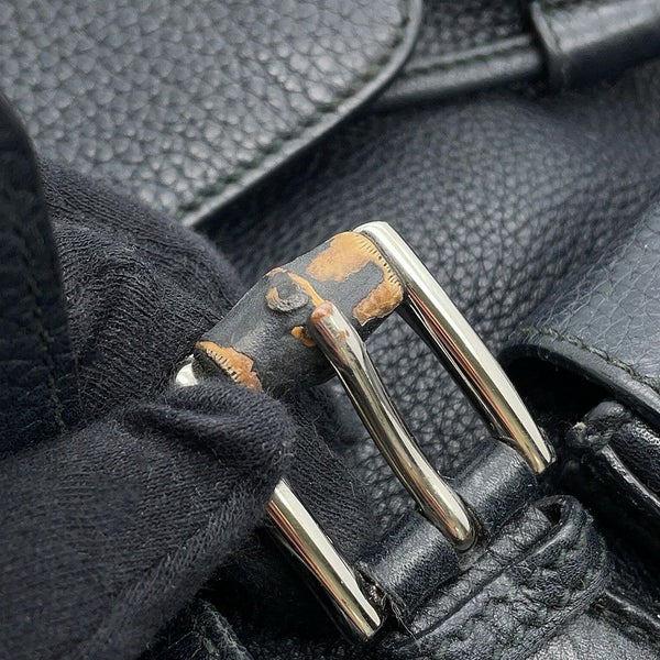 グッチ バックパック バンブー フリンジ レザー 370833 GUCCI リュックサック 黒