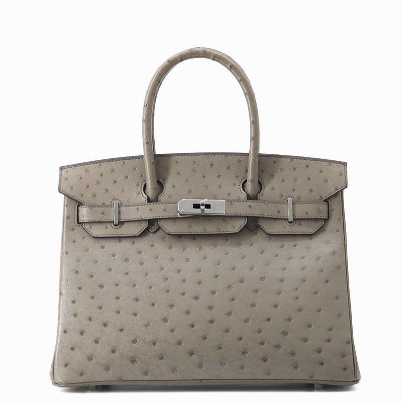 エルメス バーキン30 ムース/シルバー金具 オーストリッチ T刻印 HERMES Birkin ハンドバッグ