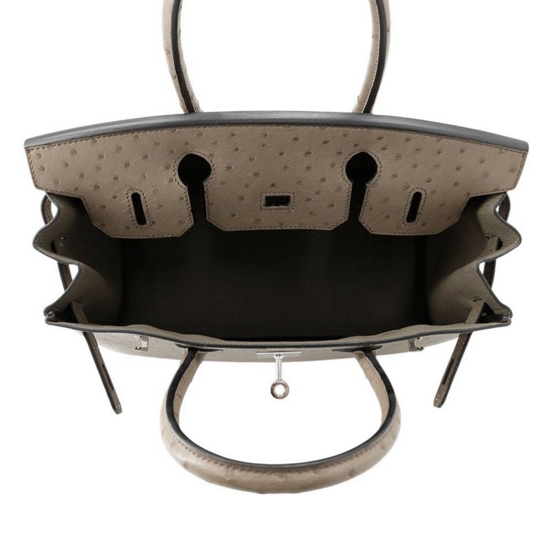 エルメス バーキン30 ムース/シルバー金具 オーストリッチ T刻印 HERMES Birkin ハンドバッグ