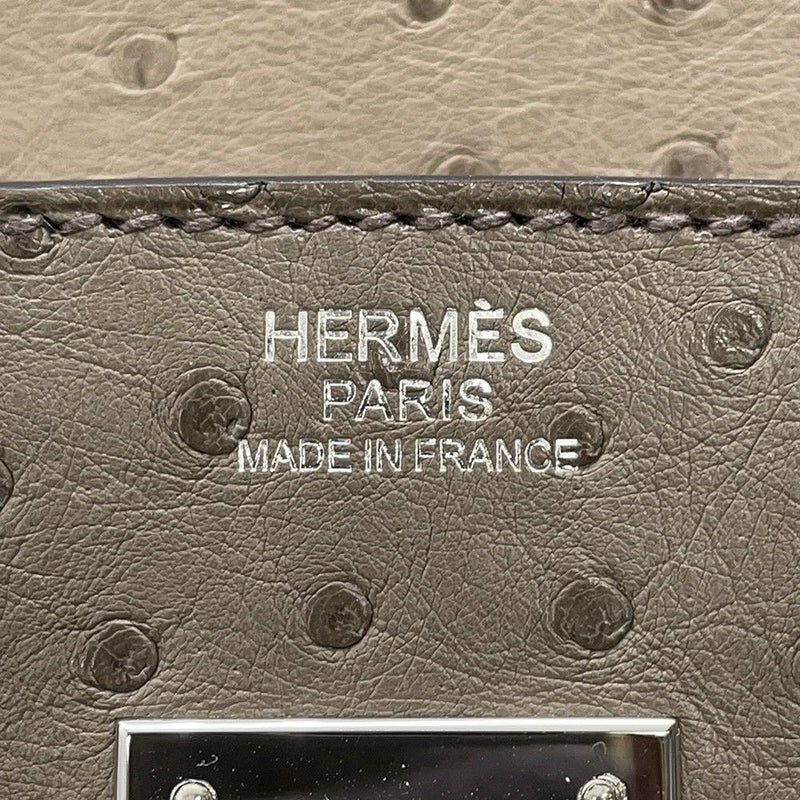 エルメス バーキン30 ムース/シルバー金具 オーストリッチ T刻印 HERMES Birkin ハンドバッグ