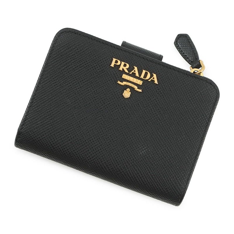 プラダ 二つ折り財布 ロゴ レザー 1ML018 PRADA 黒