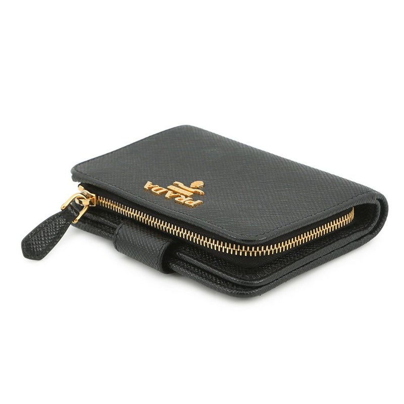 プラダ 二つ折り財布 ロゴ レザー 1ML018 PRADA 黒