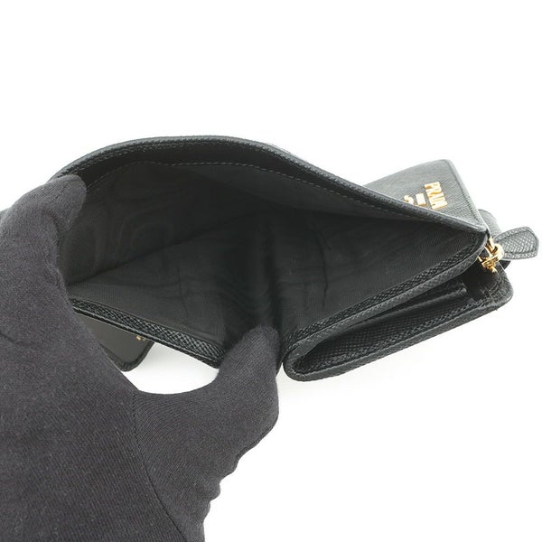 プラダ 二つ折り財布 ロゴ レザー 1ML018 PRADA 黒