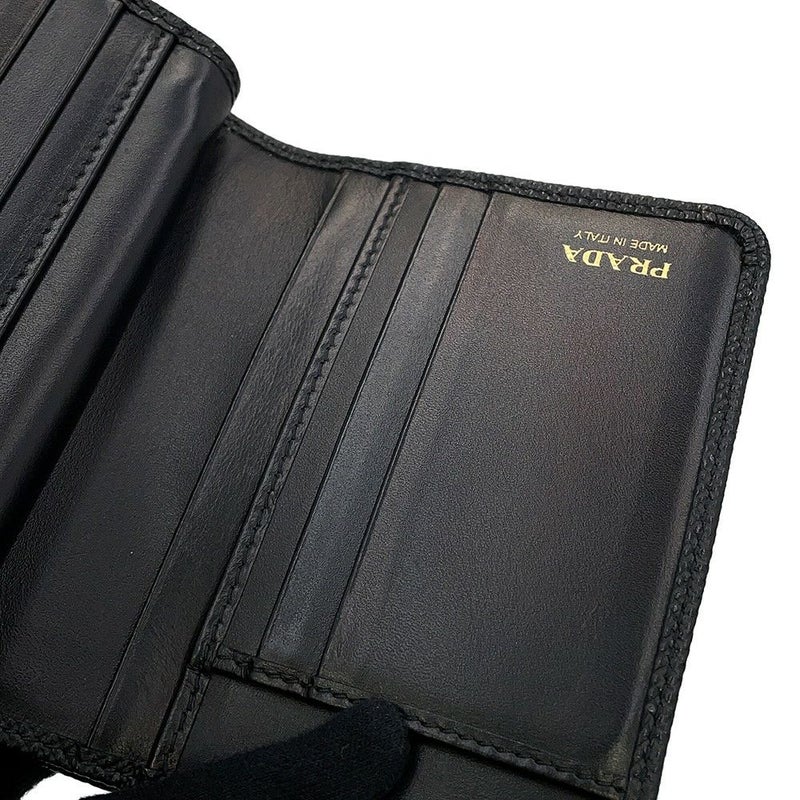 プラダ 二つ折り財布 ロゴ レザー 1ML018 PRADA 黒