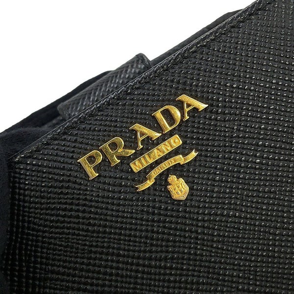 プラダ 二つ折り財布 ロゴ レザー 1ML018 PRADA 黒
