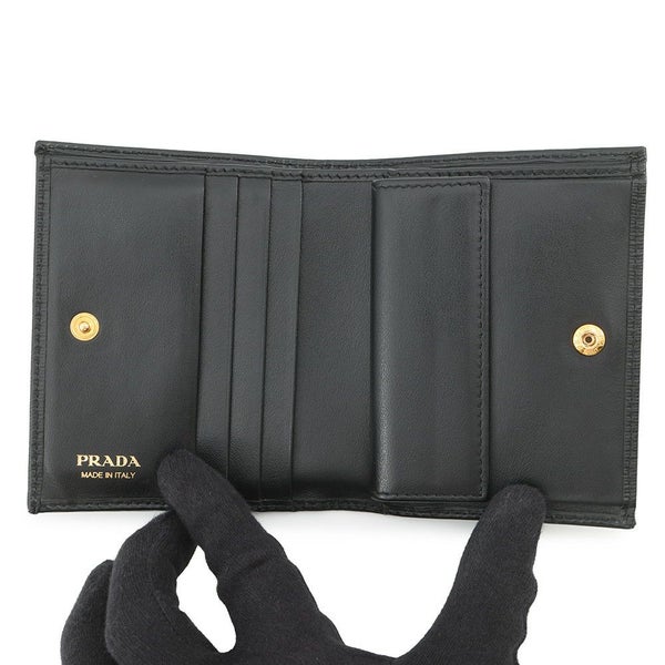 プラダ 二つ折り財布 ロゴ コンパクトウォレット 1MV204 PRADA 黒