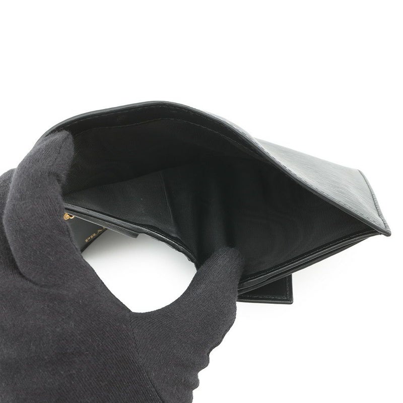 プラダ 二つ折り財布 ロゴ コンパクトウォレット 1MV204 PRADA 黒