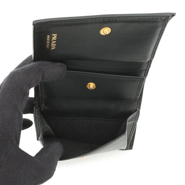 プラダ 二つ折り財布 ロゴ コンパクトウォレット 1MV204 PRADA 黒