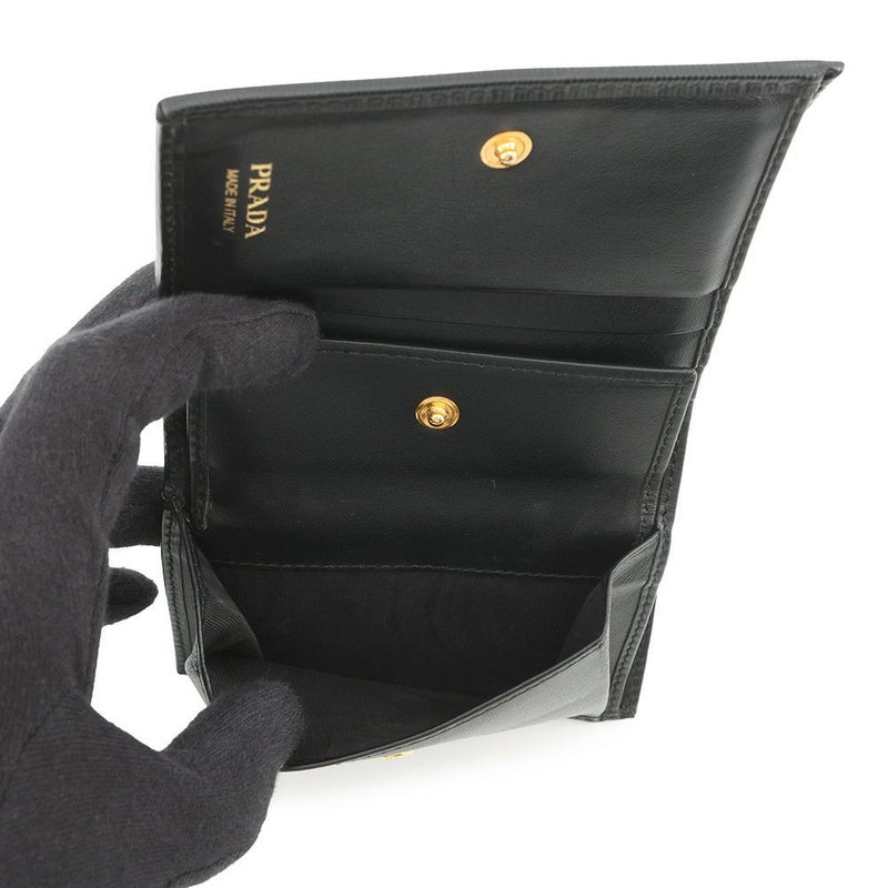 プラダ 二つ折り財布 ロゴ コンパクトウォレット 1MV204 PRADA 黒