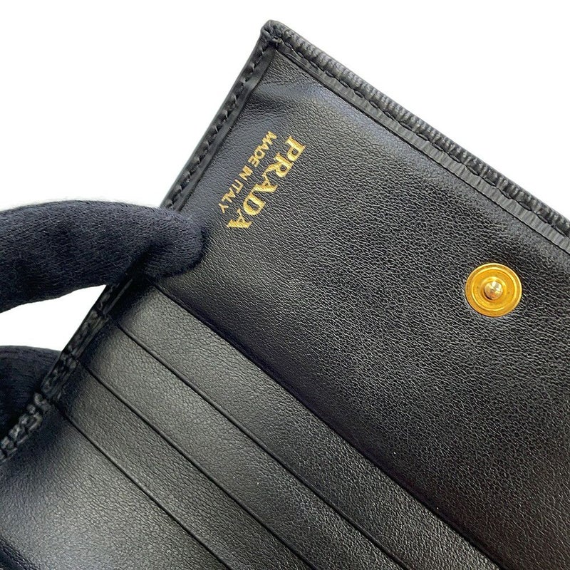 プラダ 二つ折り財布 ロゴ コンパクトウォレット 1MV204 PRADA 黒