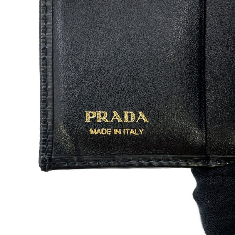 プラダ 二つ折り財布 ロゴ コンパクトウォレット 1MV204 PRADA 黒