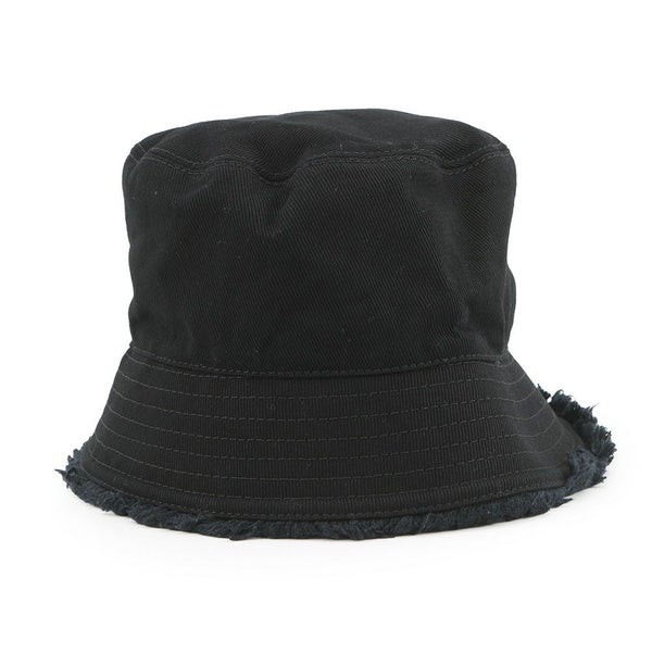 プラダ バケットハット フリンジ トライアングル ロゴ コットン サイズM 1HC137 黒