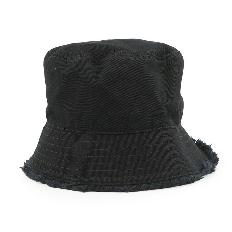 プラダ バケットハット フリンジ トライアングル ロゴ コットン サイズM 1HC137 黒