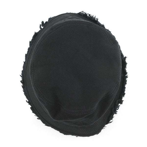 プラダ バケットハット フリンジ トライアングル ロゴ コットン サイズM 1HC137 黒