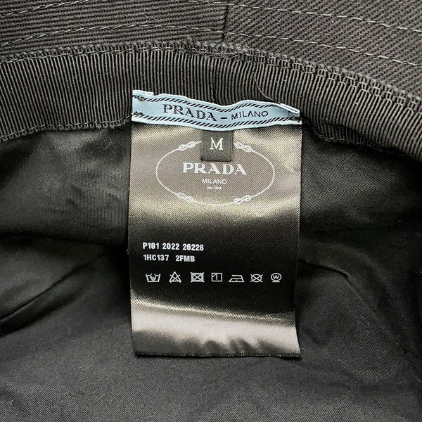 プラダ バケットハット フリンジ トライアングル ロゴ コットン サイズM 1HC137 黒