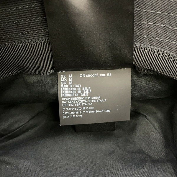プラダ バケットハット フリンジ トライアングル ロゴ コットン サイズM 1HC137 黒
