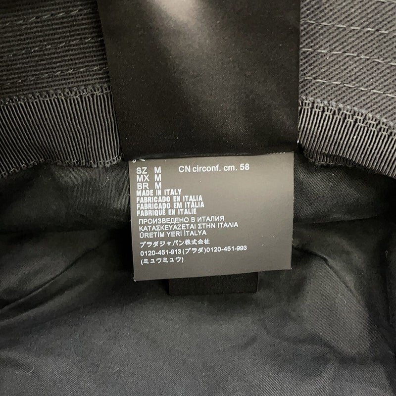 プラダ バケットハット フリンジ トライアングル ロゴ コットン サイズM 1HC137 黒