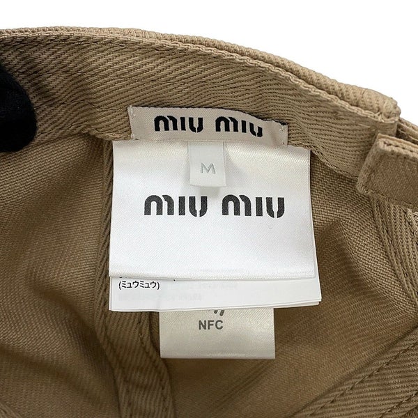 ミュウミュウ キャップ ロゴ ドリル ベースボールキャップ コットン サイズM 5HC179 Miu Miu 帽子