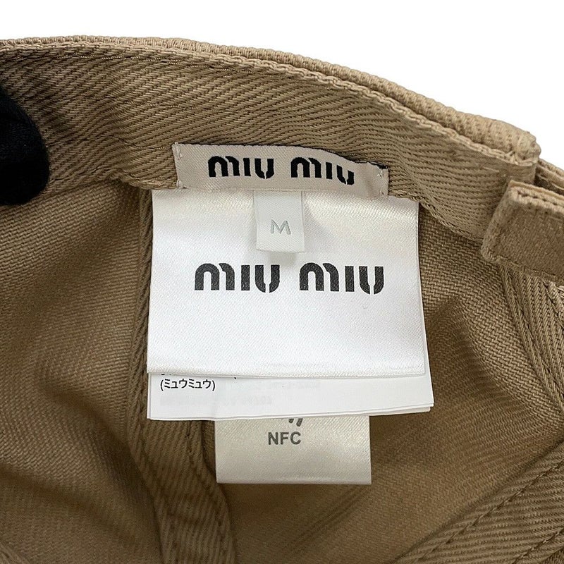 ミュウミュウ キャップ ロゴ ドリル ベースボールキャップ コットン サイズM 5HC179 Miu Miu 帽子