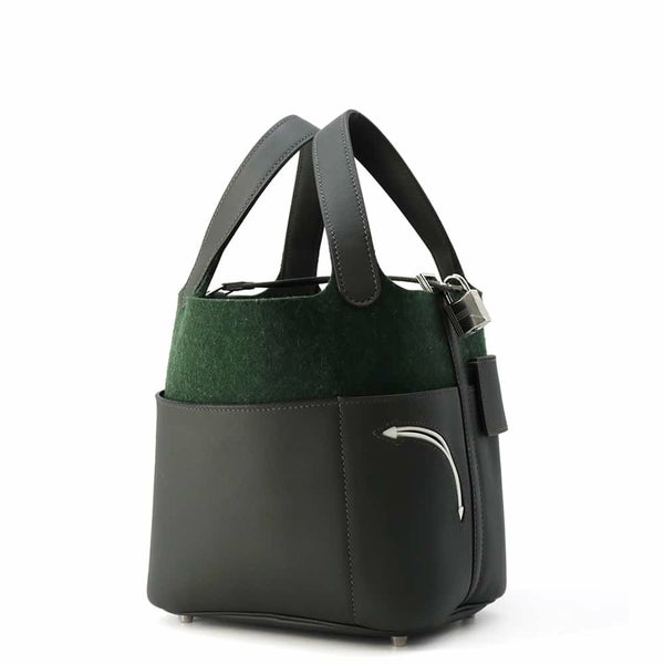 エルメス ハンドバッグ ピコタンロックPM ゴーチーム ヴェール/シルバー金具 フェルト/スイフト W刻印