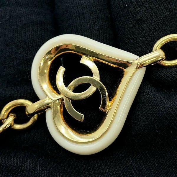 シャネル ロングネックレス ココマーク ハートモチーフ チェーン A19 P CHANEL アクセサリー 白
