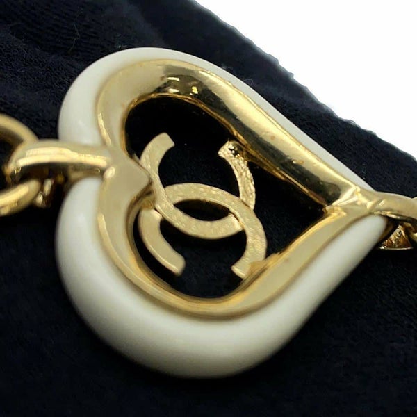 シャネル ロングネックレス ココマーク ハートモチーフ チェーン A19 P CHANEL アクセサリー 白