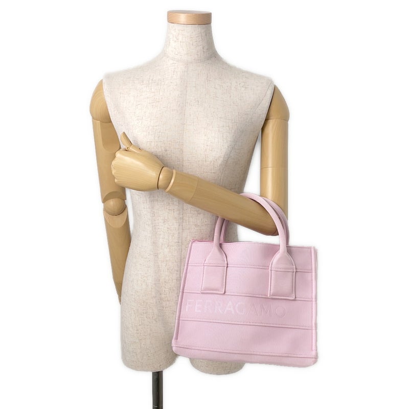 サルヴァトーレ・フェラガモ ハンドバッグ ロゴ ファブリック 214988 Ferragamo バッグ 黒