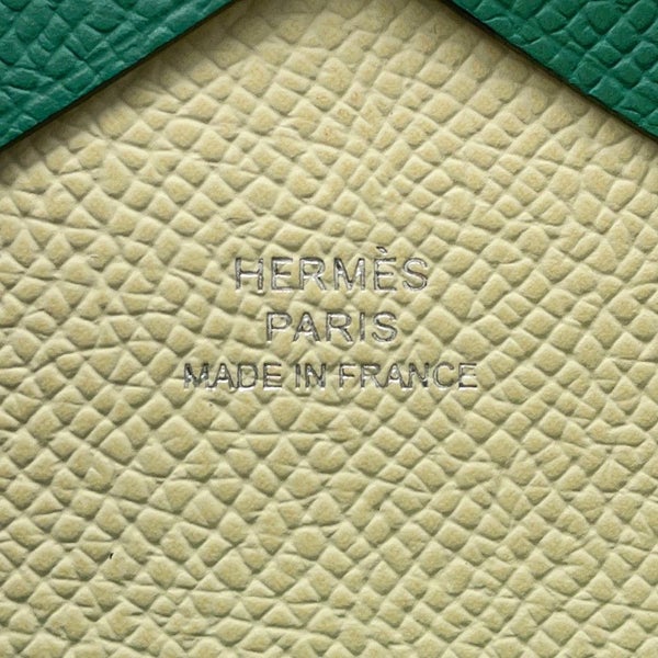 エルメス コインケース カルヴィ デュオ ヴェルソ ヴェールヴェルティゴ/ジョーヌミルトン/シルバー金具 エプソン W刻印 財布