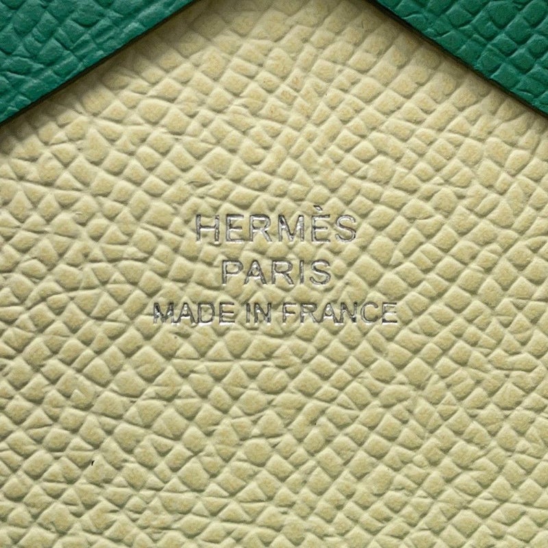 エルメス コインケース カルヴィ デュオ ヴェルソ ヴェールヴェルティゴ/ジョーヌミルトン/シルバー金具 エプソン W刻印 財布