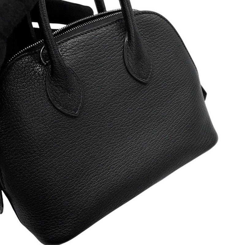 エルメス ボリード1923 ミニ ブラック/シルバー金具 シェブルミゾル K刻印 HERMES ２wayショルダー 黒