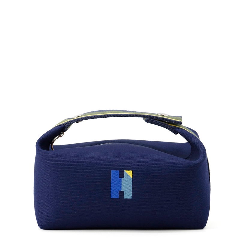 エルメス ポーチ ブリッド・ア・ブラックPM Hパヴィヨン マリン/シルバー金具 キャンバス HERMES バッグ 小物入れ