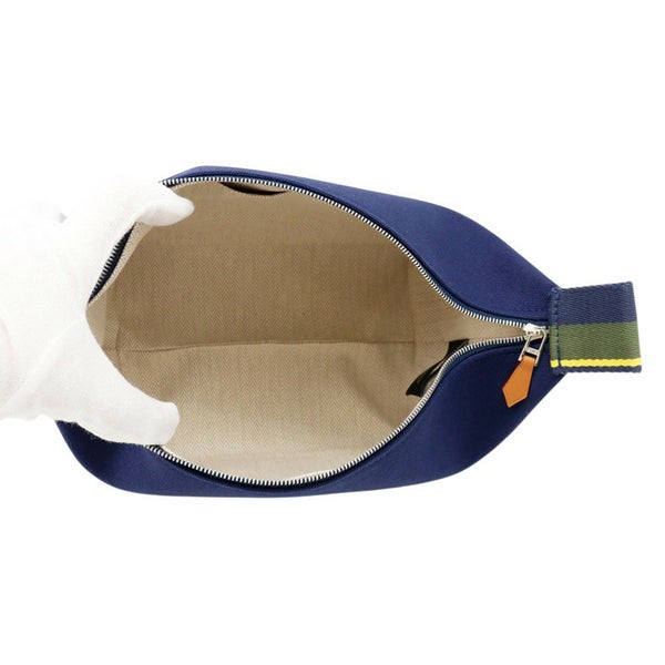 エルメス ポーチ ブリッド・ア・ブラックPM Hパヴィヨン マリン/シルバー金具 キャンバス HERMES バッグ 小物入れ