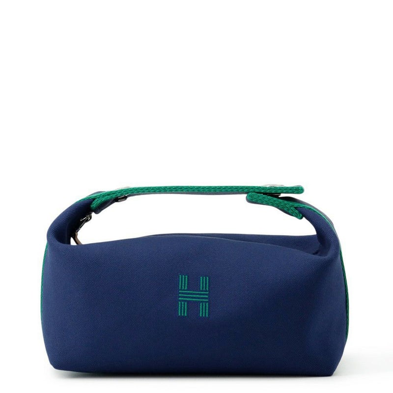 エルメス ポーチ ブリッド・ア・ブラックPM マリン/シルバー金具 キャンバス HERMES 小物入れ