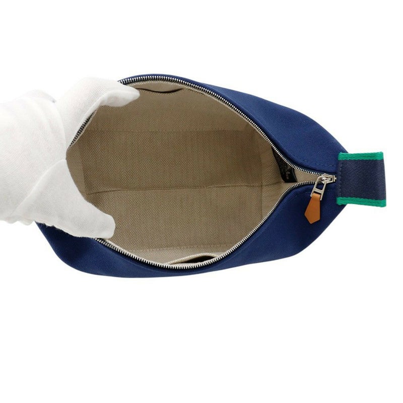 エルメス ポーチ ブリッド・ア・ブラックPM マリン/シルバー金具 キャンバス HERMES 小物入れ