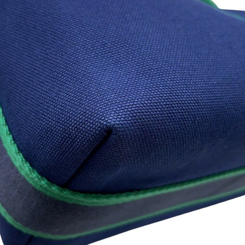 エルメス ポーチ ブリッド・ア・ブラックPM マリン/シルバー金具 キャンバス HERMES 小物入れ