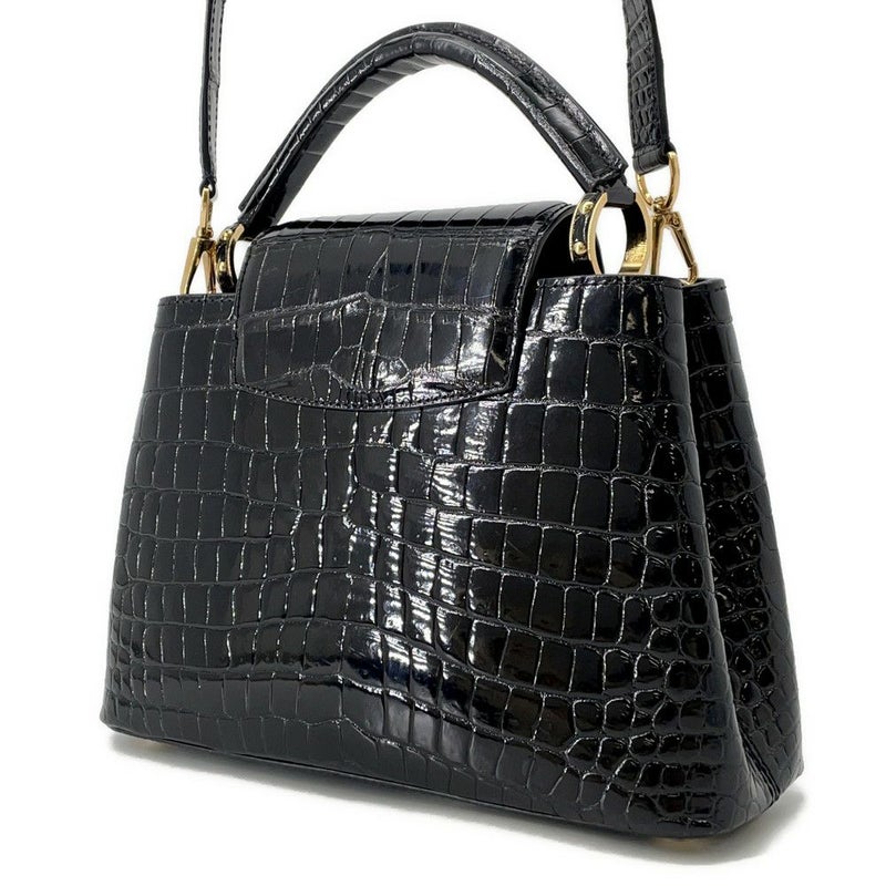ルイヴィトン ハンドバッグ クロコダイル カプシーヌ BB N92232 2wayショルダー 黒 ブラック