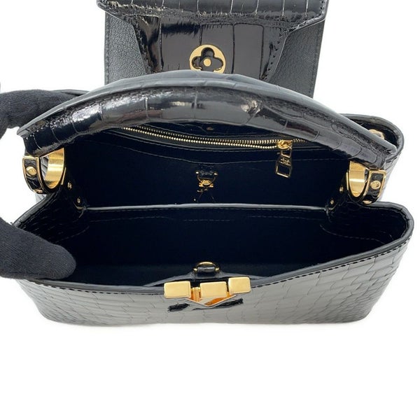 ルイヴィトン ハンドバッグ クロコダイル カプシーヌ BB N92232 2wayショルダー 黒 ブラック