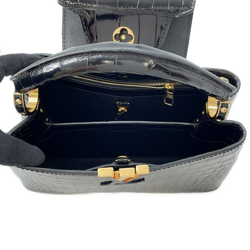 ルイヴィトン ハンドバッグ クロコダイル カプシーヌ BB N92232 2wayショルダー 黒 ブラック