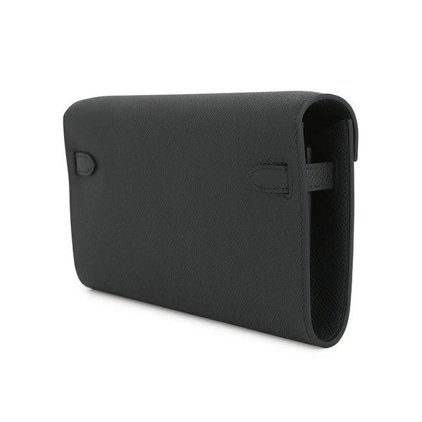 エルメス ケリーウォレット ロング トゥーゴー ブラック/シルバー金具 エプソン K刻印 HERMES 黒