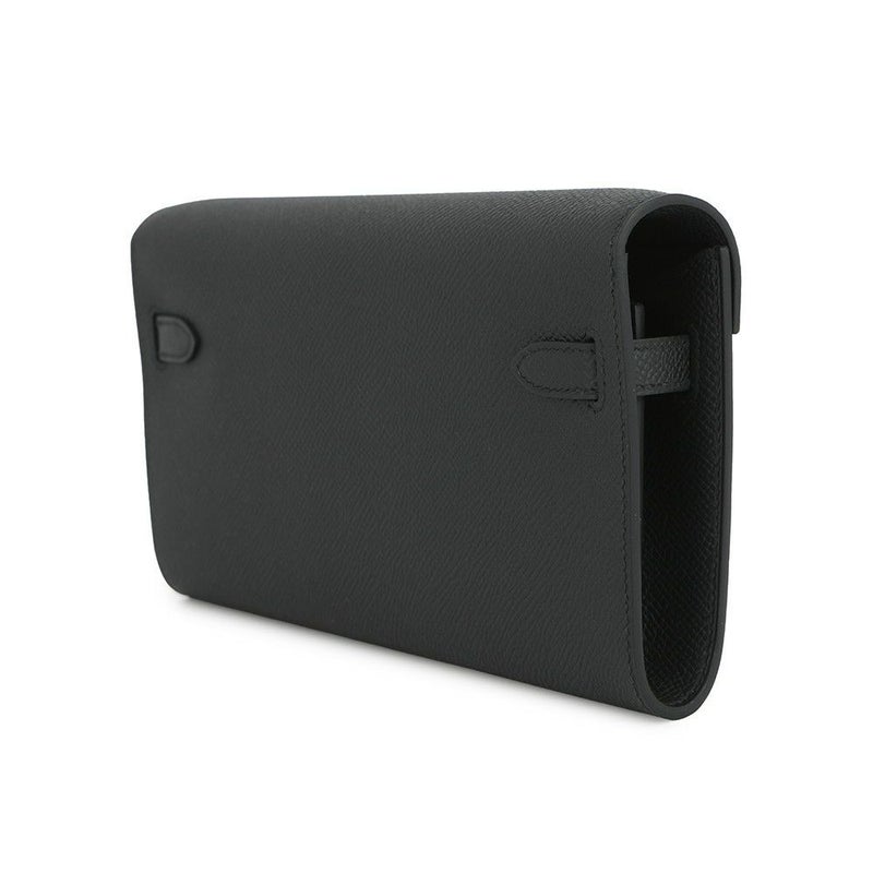 エルメス ケリーウォレット ロング トゥーゴー ブラック/シルバー金具 エプソン K刻印 HERMES 黒