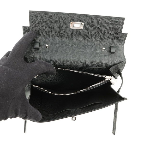 エルメス ケリーウォレット ロング トゥーゴー ブラック/シルバー金具 エプソン K刻印 HERMES 黒