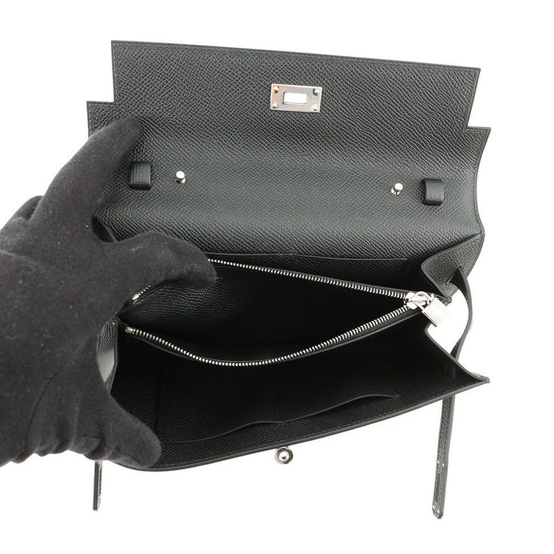 エルメス ケリーウォレット ロング トゥーゴー ブラック/シルバー金具 エプソン K刻印 HERMES 黒