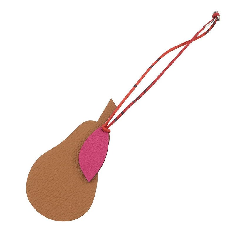 エルメス バッグチャーム プティアッシュ 洋ナシ ゴールド/マグノリア トゴ/シェブルミゾル HERMES