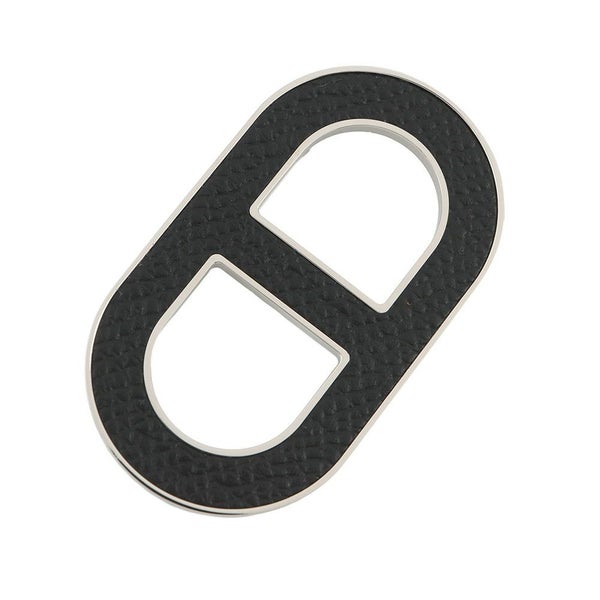 エルメス ブローチ シェーヌダンクル ブラック/シルバー金具 エプソン HERMES アクセサリー 黒