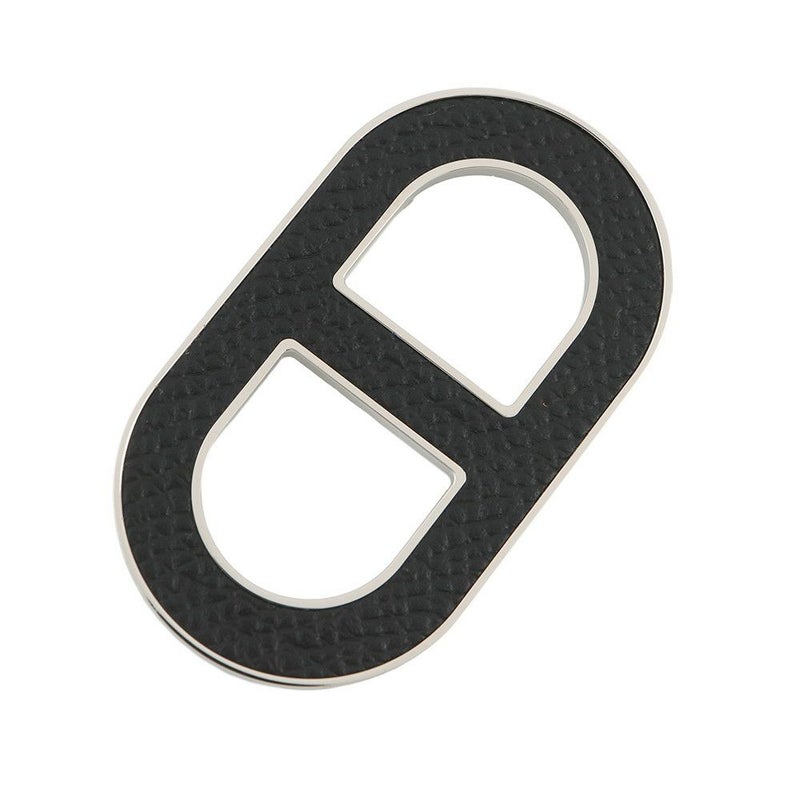 エルメス ブローチ シェーヌダンクル ブラック/シルバー金具 エプソン HERMES アクセサリー 黒