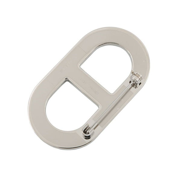 エルメス ブローチ シェーヌダンクル ブラック/シルバー金具 エプソン HERMES アクセサリー 黒