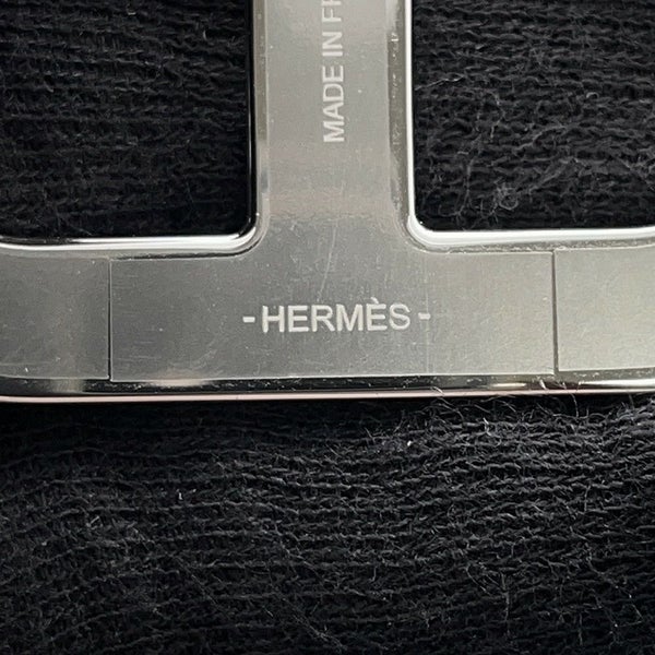 エルメス ブローチ シェーヌダンクル ブラック/シルバー金具 エプソン HERMES アクセサリー 黒
