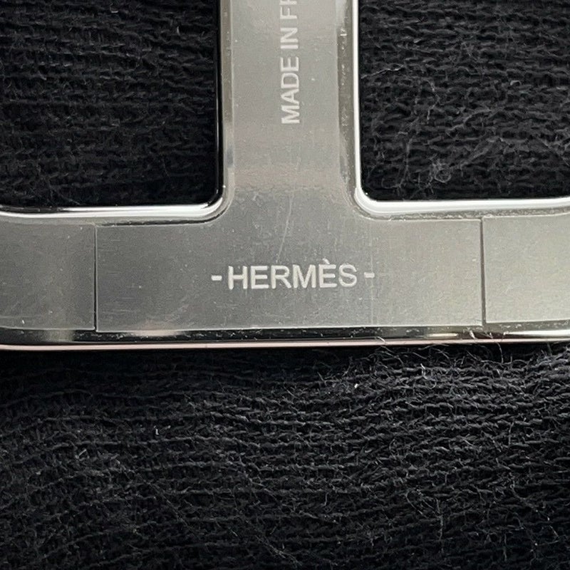 エルメス ブローチ シェーヌダンクル ブラック/シルバー金具 エプソン HERMES アクセサリー 黒